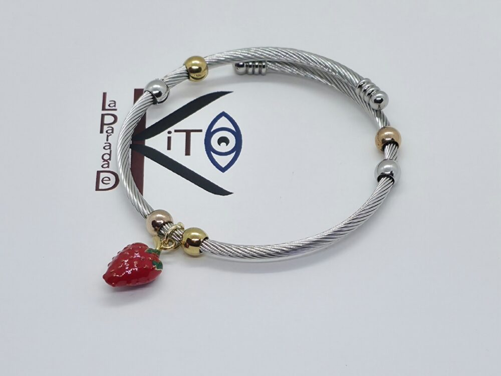 Pulsera en acero plateado con una fresa