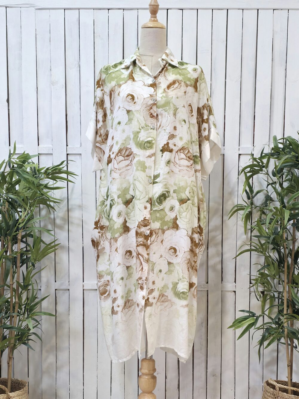 Vestido de lino estampado camisero June